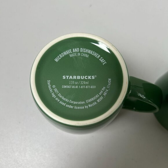 Starbucks Mug Set of 2 Green Mermaid Siren 2021 Coffee Cup 11oz - Picture 4 of 7